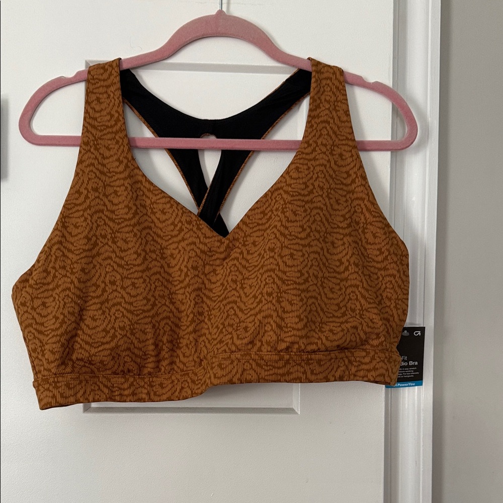 GapFit Studio Orange Patterned Sports Bra, size XXL